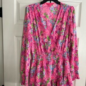Lilly Pulitzer Cristiana Dress Stretch Waist Long Sleeve Size 10 EUC